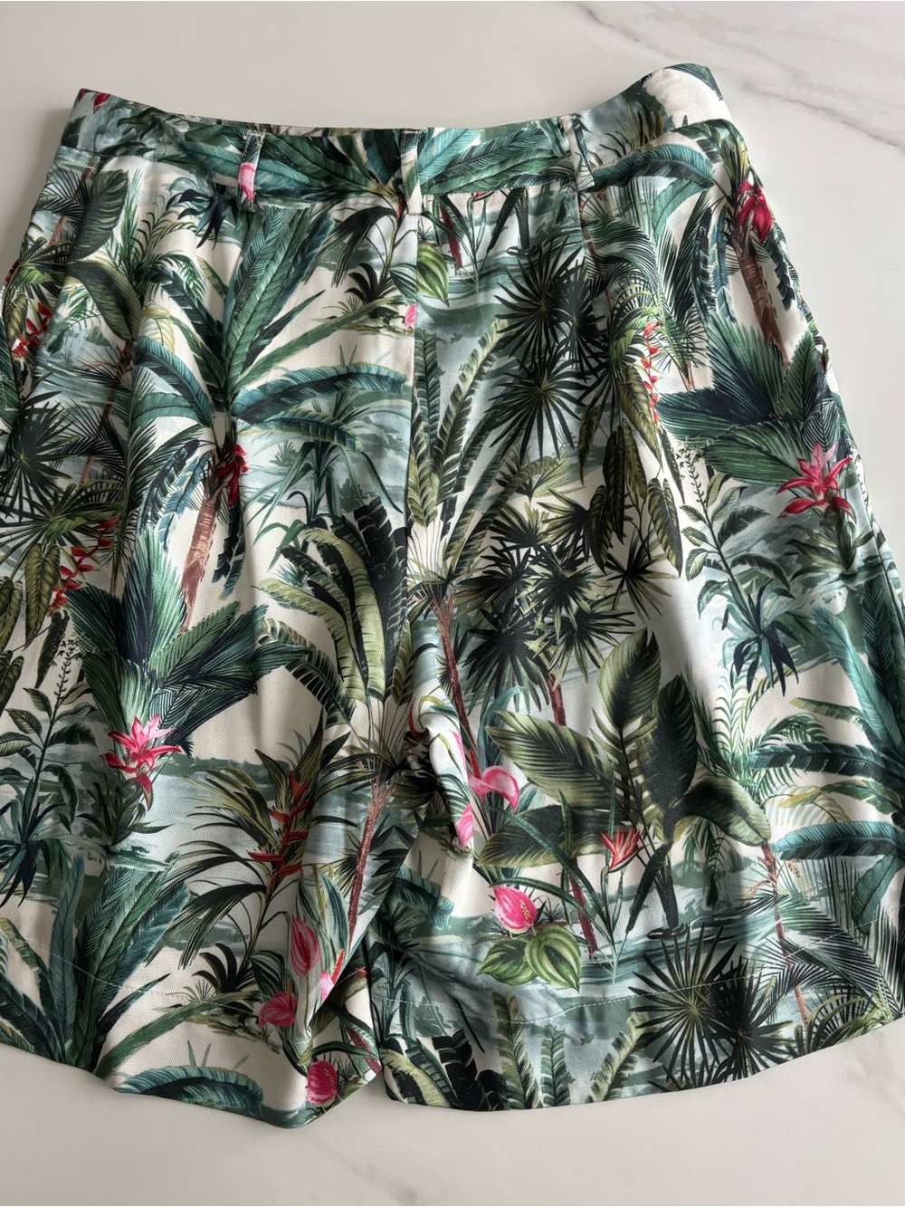 J. McLaughlin Tropical Palm Print High-Waist Shorts Sz 8 - Picture 3 of 10